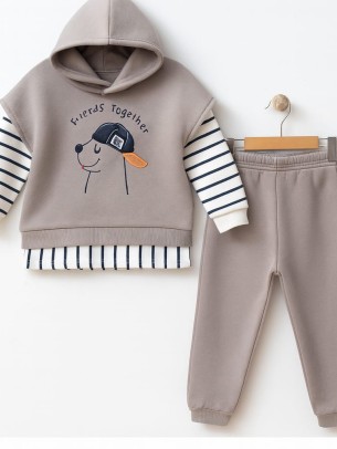 Παιδικό Σετ Φόρμα με Φλις  Για Αγόρι 2-5 Χρονών Γκρι