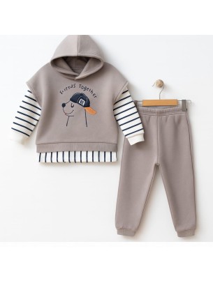 Παιδικό Σετ Φόρμα με Φλις  Για Αγόρι 2-5 Χρονών Γκρι