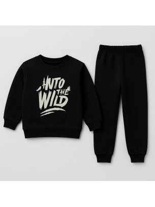 Παιδικό Σετ Φόρμα Φλις Για  Αγόρι 3-6 Χρονών Μαύρο