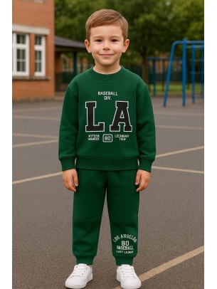 Παιδικό Σετ Φόρμα  Με Φλίς  Για Αγόρι 4-7  Χρονών Πετρόλ 