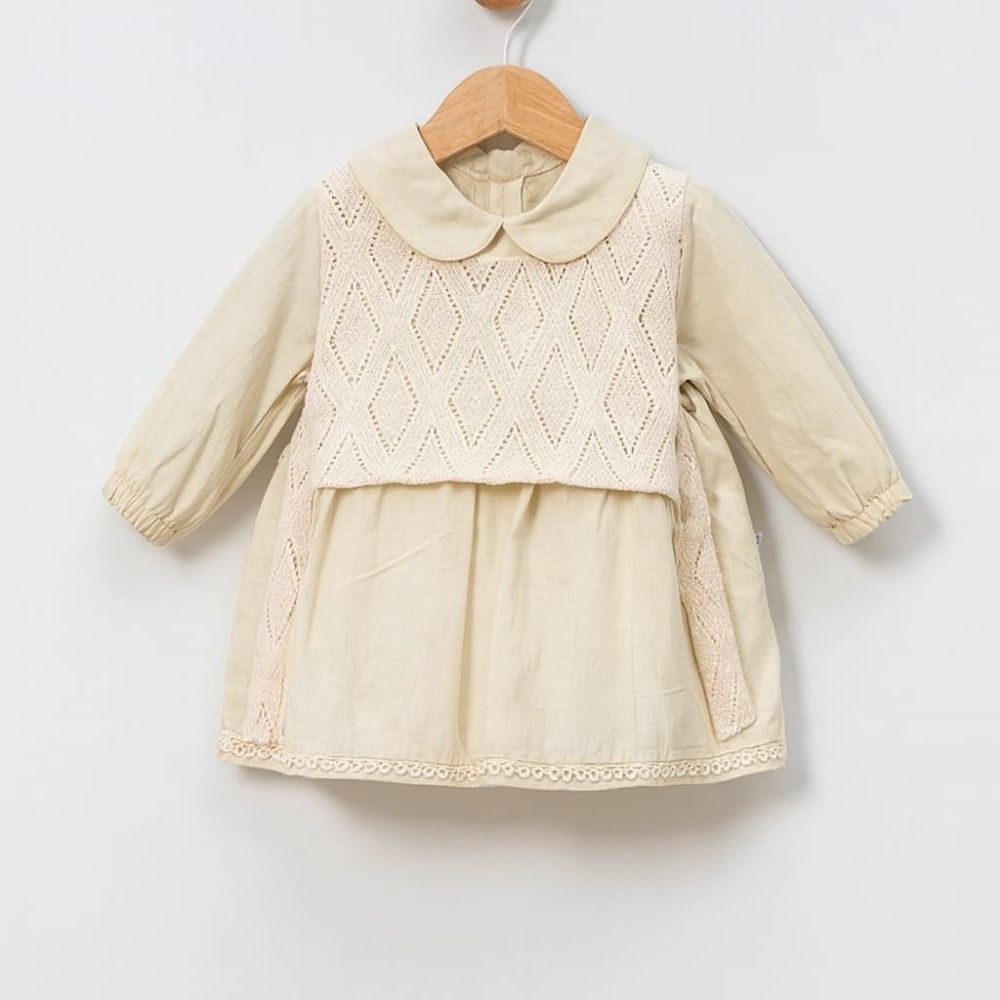 Βρεφικό Φόρεμα 12-36 Μηνών Ανοιχτό Φυστίκι