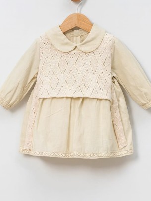 Βρεφικό Φόρεμα 12-36 Μηνών Ανοιχτό Φυστίκι