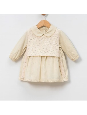 Βρεφικό Φόρεμα 12-36 Μηνών Ανοιχτό Φυστίκι