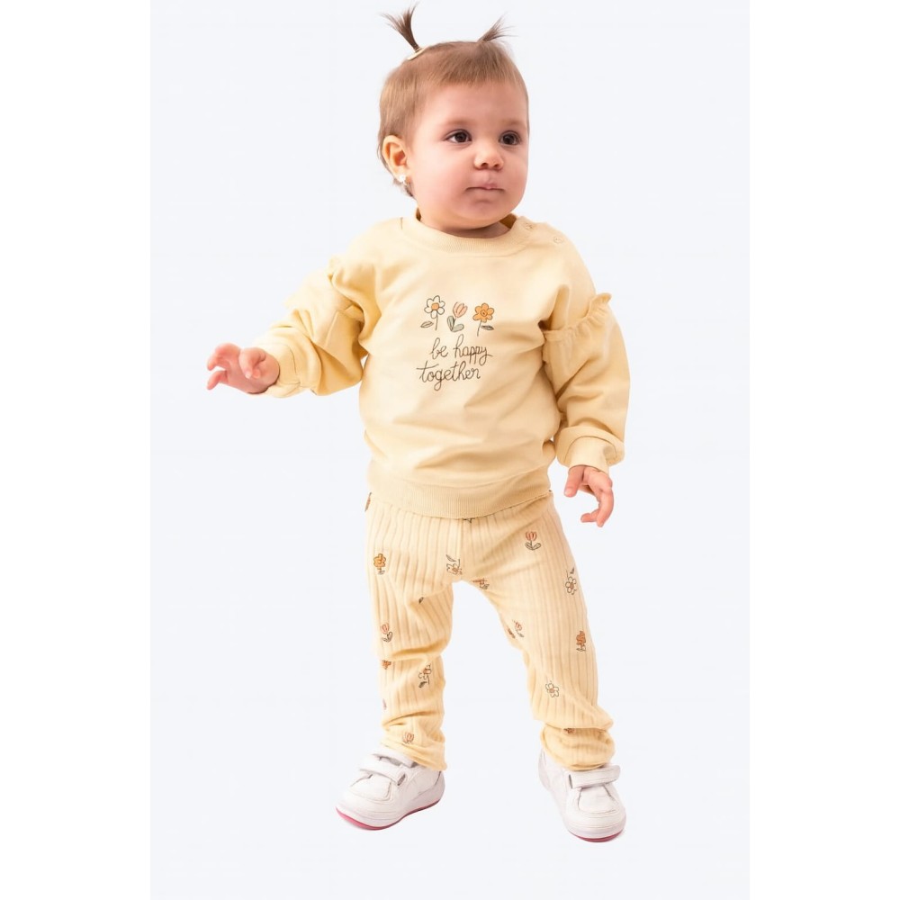 Βρεφικό Σετ Φόρμα Για Κορίτσι 6-24 Μηνών Ανοιχτό Κίτρινο