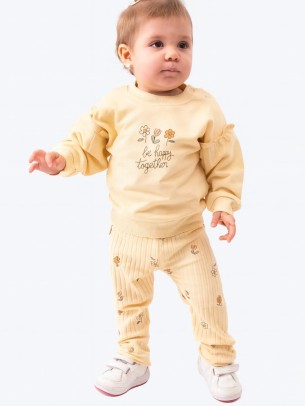 Βρεφικό Σετ Φόρμα Για Κορίτσι 6-24 Μηνών Ανοιχτό Κίτρινο