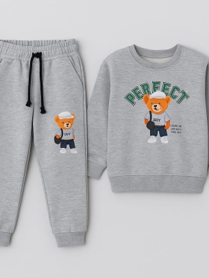 Παιδικό Σετ Φόρμα Για Αγόρι 5-10 Χρονών Γκρι 