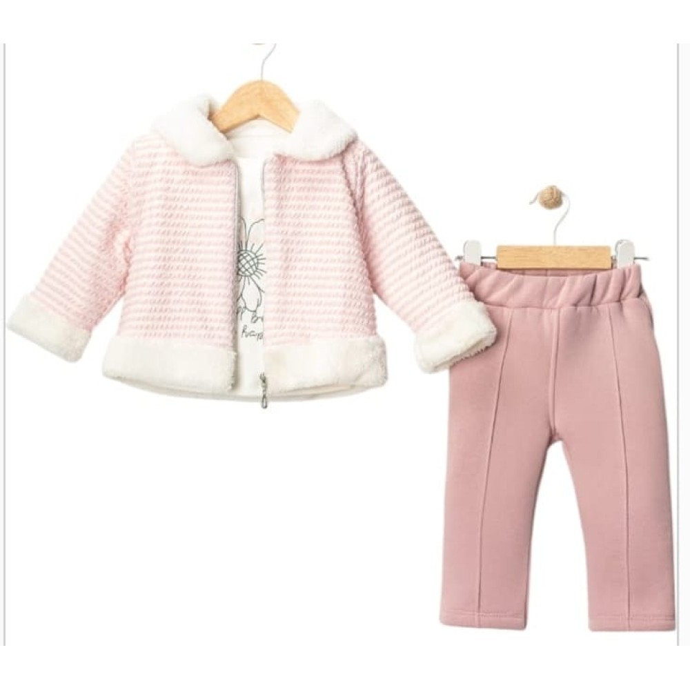 Βρεφικό Σετ με Φλις Για Κορίτσι 6-24 Μηνών Ροζ