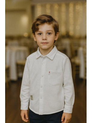 Παιδικό Πουκάμισο Για Αγόρι 5-10 Χρονών Λευκο