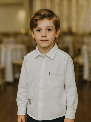 Παιδικό Πουκάμισο Για Αγόρι 5-10 Χρονών Λευκο