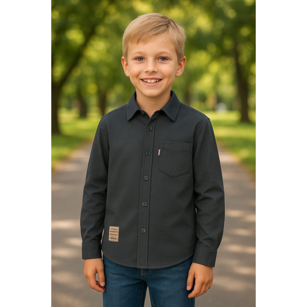 Παιδικό Πουκάμισο Για Αγόρι 3-12 Χρονών Ανθρακί