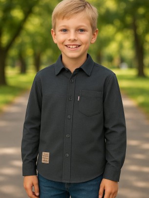 Παιδικό Πουκάμισο Για Αγόρι 3-12 Χρονών Ανθρακί