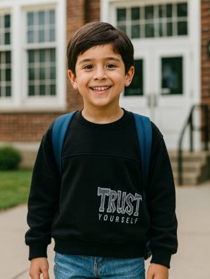 Παιδικό Φούτερ Για Αγόρι 3-12 Χρονών Μαύρο