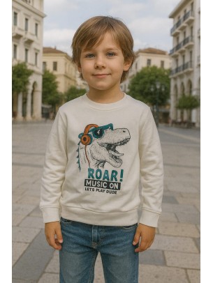 Παιδικό Φούτερ Για Αγόρι 5-8  Χρονών Λευκό 