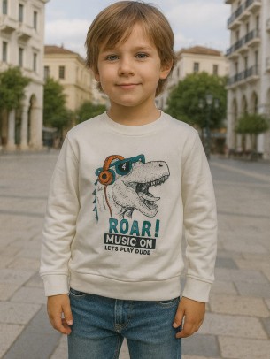 Παιδικό Φούτερ Για Αγόρι 5-8  Χρονών Λευκό 