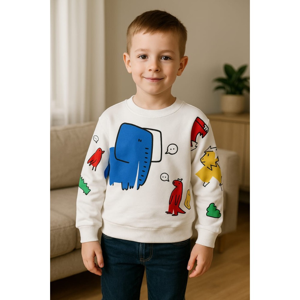 Παιδικό Φούτερ Για Αγόρι 3-7 Χρονών Λεύκο