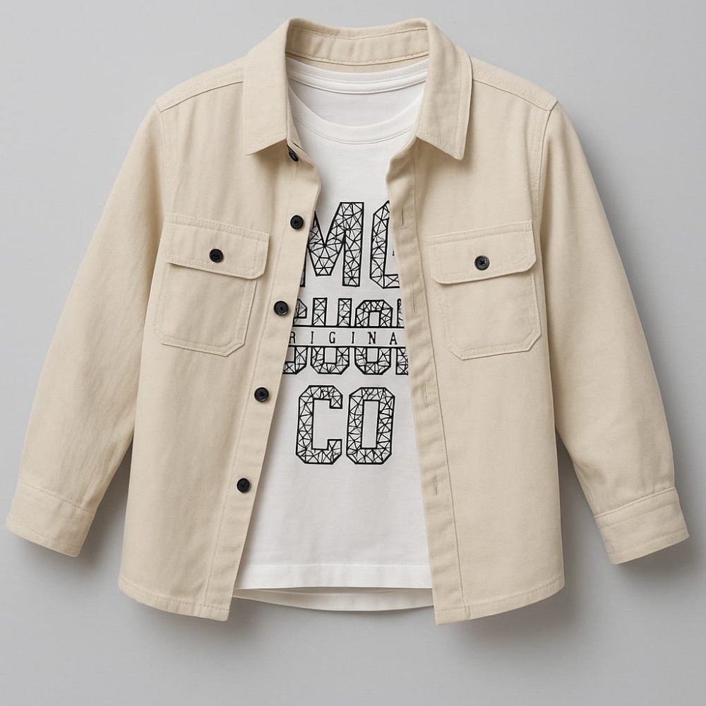 Παιδικό Σετ Πουκάμισο Για Αγόρι 6-9 Χρονών Μπεζ