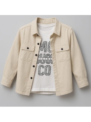 Παιδικό Σετ Πουκάμισο Για Αγόρι 6-9 Χρονών Μπεζ