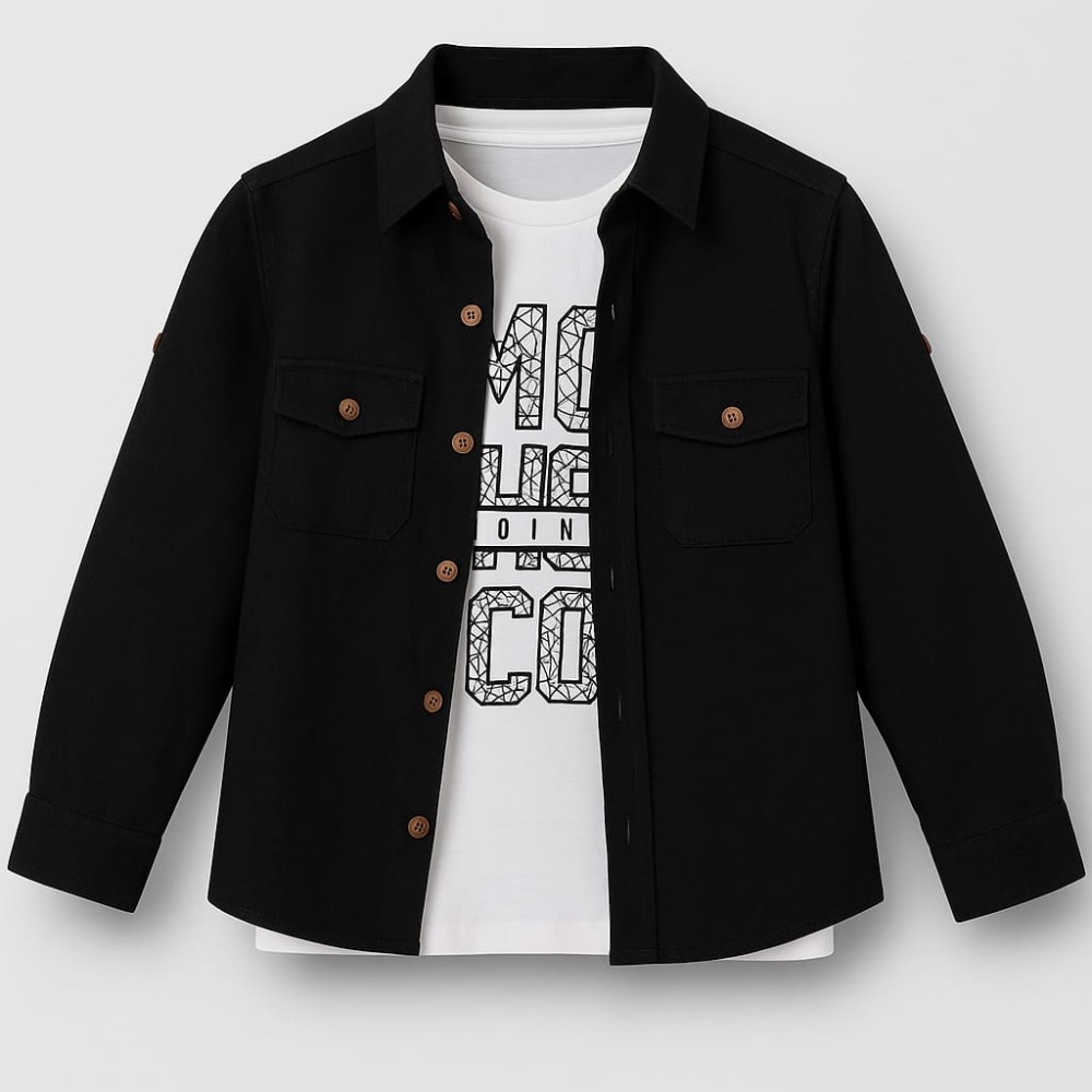 Παιδικό Σετ Πουκάμισο Για Αγόρι  6-9 Χρονών Μαύρο