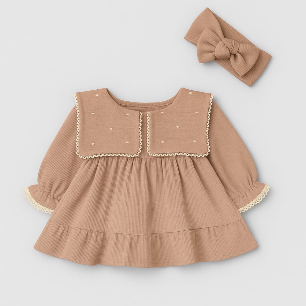 Βρεφικό Φόρεμα 3-18 Μηνών Ανοιχτό Καφέ