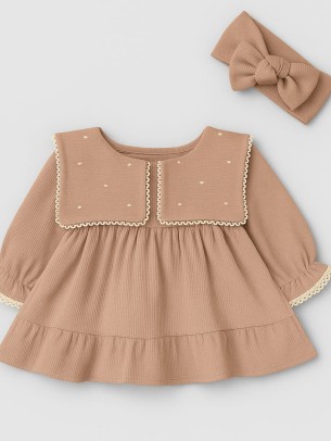 Βρεφικό Φόρεμα 3-18 Μηνών Ανοιχτό Καφέ