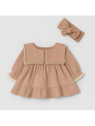 Βρεφικό Φόρεμα 3-18 Μηνών Ανοιχτό Καφέ
