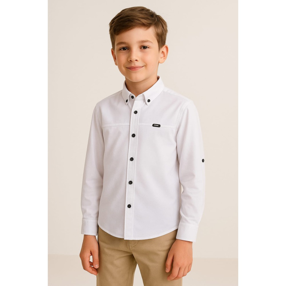 Παιδικό Πουκάμισο Για Αγόρι 7-10 Χρονών Λεύκο