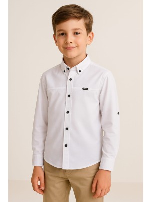 Παιδικό Πουκάμισο Για Αγόρι 7-10 Χρονών Λεύκο