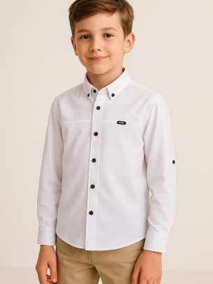 Παιδικό Πουκάμισο Για Αγόρι 7-10 Χρονών Λεύκο