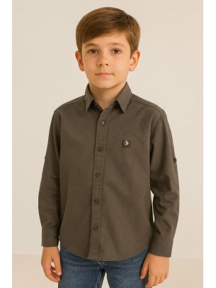 Παιδικό Πουκάμισο Για Αγόρι 7-11 Χρονών Καφε