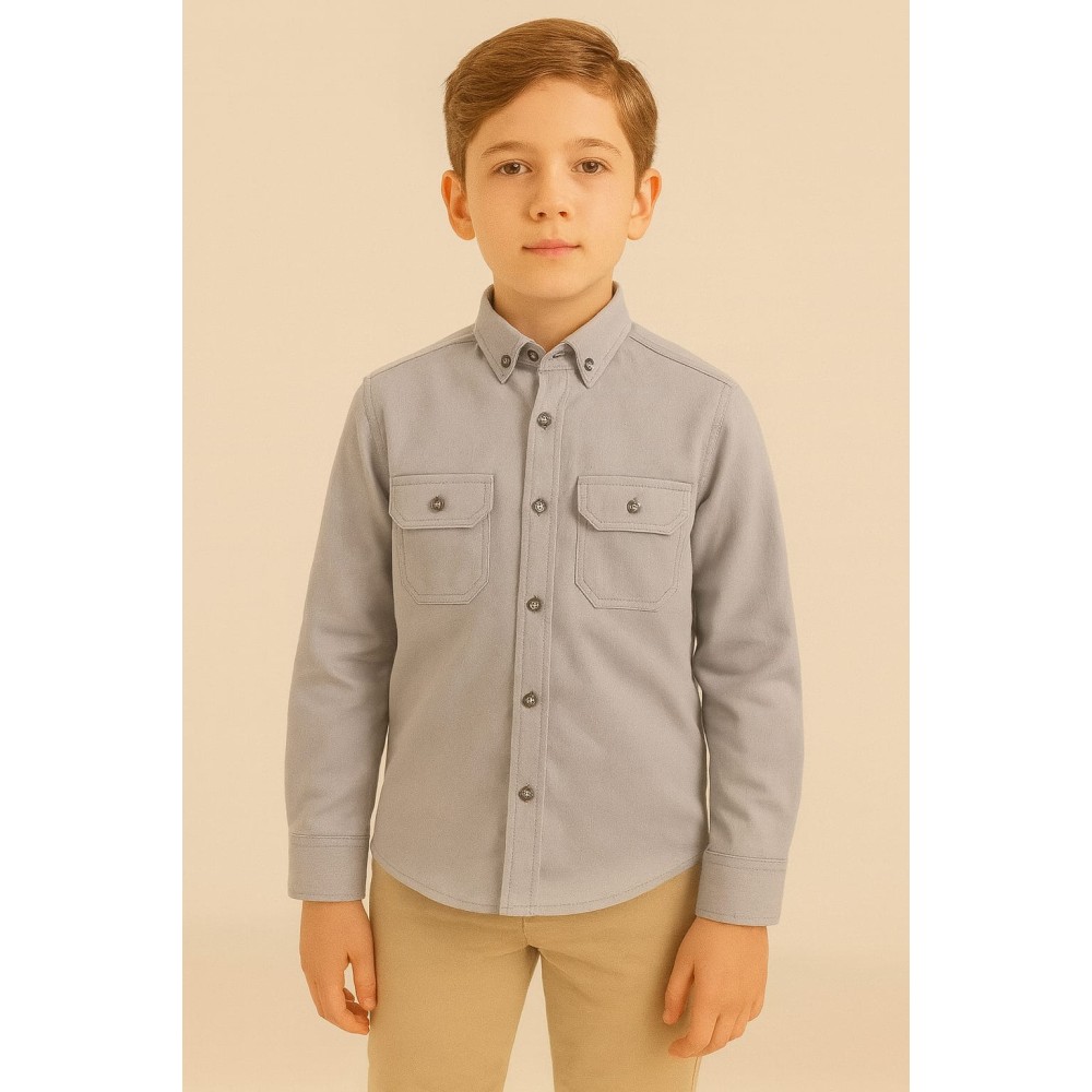 Παιδικό Πουκάμισο Για Αγόρι 6-14 Χρονών Γκρι