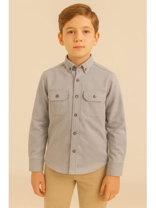 Παιδικό Πουκάμισο Για Αγόρι 6-14 Χρονών Γκρι