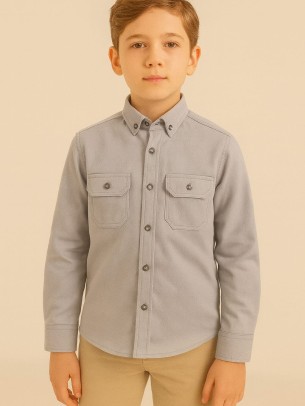 Παιδικό Πουκάμισο Για Αγόρι 6-14 Χρονών Γκρι
