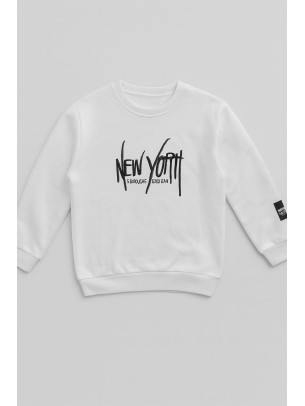 Παιδικό Φούτερ με Φλίς  Για Αγόρι 8-12 Χρονών Λευκό