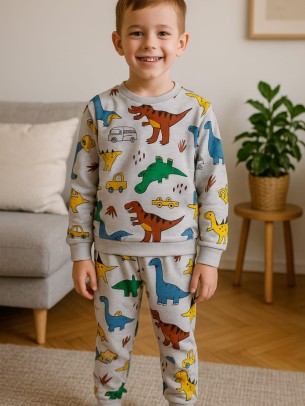 Παιδικό Σετ Πιτζάμα Για Αγόρι 7-10 Χρονών Γκρι