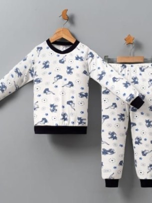 Παιδικό Σετ Πιτζάμα Για Αγόρι 4-9 Χρονών Λευκό