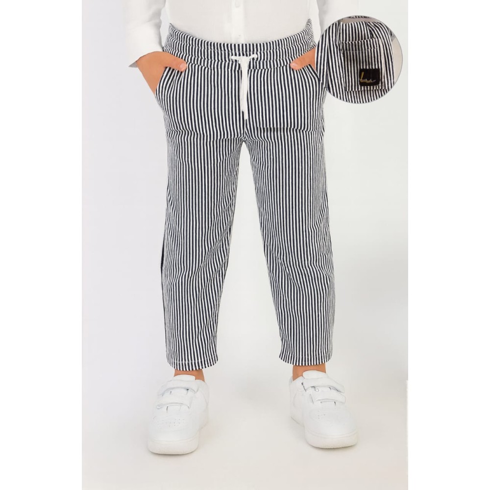 Παιδικό Παντελόνι Για Αγόρι 3-8 Χρονών Μαύρο-Εκρού