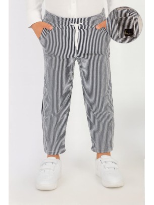 Παιδικό Παντελόνι Για Αγόρι 3-8 Χρονών Μαύρο-Εκρού