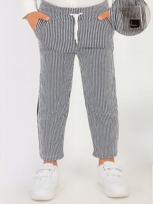 Παιδικό Παντελόνι Για Αγόρι 3-8 Χρονών Μαύρο-Εκρού