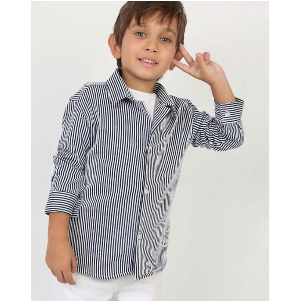 Παιδικό Πουκάμισο Για Αγόρι 3-10 Χρονών Μαύρο - Λευκό