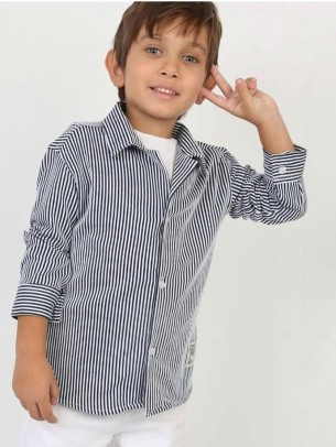 Παιδικό Πουκάμισο Για Αγόρι 3-10 Χρονών Μαύρο - Λευκό