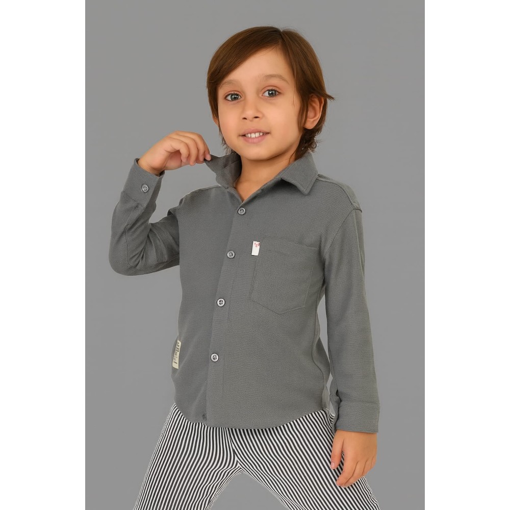 Παιδικό Πουκάμισο Για Αγόρι 3-12 Χρονών Ανθρακί