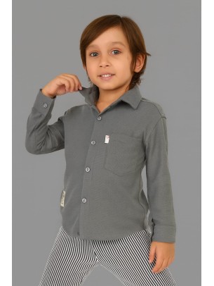 Παιδικό Πουκάμισο Για Αγόρι 3-12 Χρονών Ανθρακί
