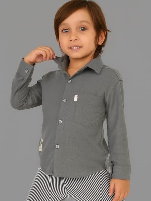Παιδικό Πουκάμισο Για Αγόρι 3-12 Χρονών Ανθρακί