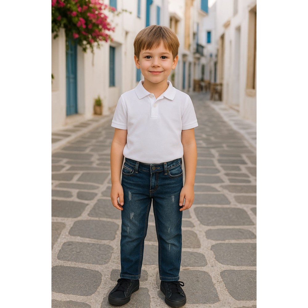 Παιδικό Παντελόνι Τζιν Για Αγόρι 3-11 Χρονών Μπλε