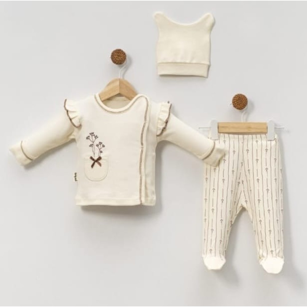 Σετ Νεογέννητο 3 Τμχ Για Κορίτσι 0-3 Μηνών Εκρού
