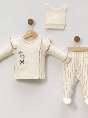 Σετ Νεογέννητο 3 Τμχ Για Κορίτσι 0-3 Μηνών Εκρού