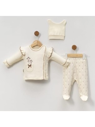 Σετ Νεογέννητο 3 Τμχ Για Κορίτσι 0-3 Μηνών Εκρού