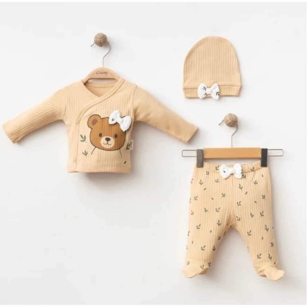 Σετ Νεογέννητο 3 Τμχ Για Κορίτσι  0-3 Μηνών Μπεζ