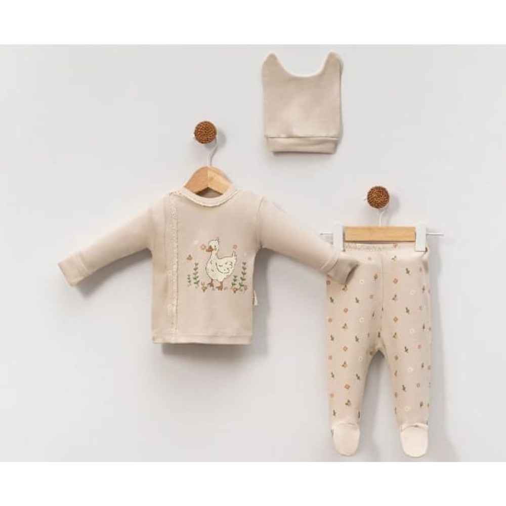 Σετ Νεογέννητο 3 Τμχ Για Κορίτσι 0-3 Μηνών Μπεζ