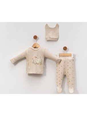 Σετ Νεογέννητο 3 Τμχ Για Κορίτσι 0-3 Μηνών Μπεζ